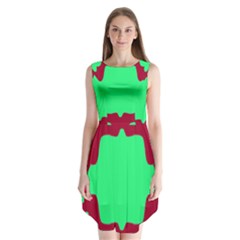 Red And Green Color Block Sleeveless Chiffon Dress   by FunDressesShop