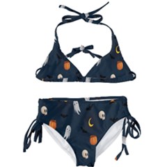 Halloween Ghost Pumpkin Bat Skull Kids  Classic Bikini Set by artworkshop