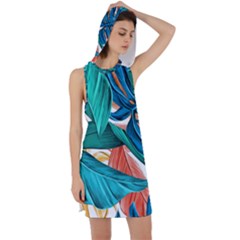 Leaves Tropical Exotic Racer Back Hoodie Dress by artworkshop
