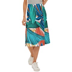 Leaves Tropical Exotic Midi Panel Skirt