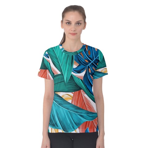 Leaves Tropical Exotic Women s Cotton Tee by artworkshop