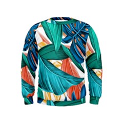 Leaves Tropical Exotic Kids  Sweatshirt by artworkshop