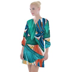 Leaves Tropical Exotic Open Neck Shift Dress by artworkshop