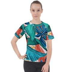 Leaves Tropical Exotic Women s Sport Raglan Tee