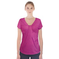 Pink Leather Leather Texture Skin Texture Short Sleeve Front Detail Top by artworkshop