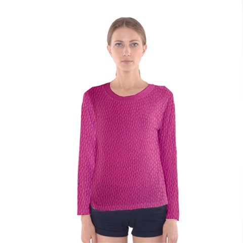 Pink Leather Leather Texture Skin Texture Women s Long Sleeve Tee by artworkshop