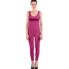 Pink Leather Leather Texture Skin Texture One Piece Catsuit by artworkshop