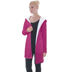 Pink Leather Leather Texture Skin Texture Longline Hooded Cardigan by artworkshop