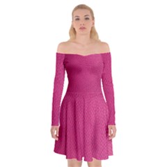 Pink Leather Leather Texture Skin Texture Off Shoulder Skater Dress by artworkshop