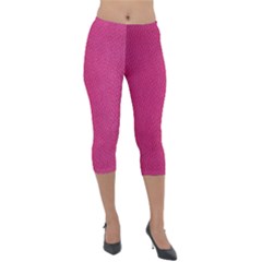 Pink Leather Leather Texture Skin Texture Lightweight Velour Capri Leggings  by artworkshop