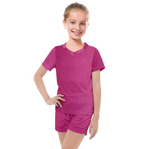 Pink Leather Leather Texture Skin Texture Kids  Mesh Tee And Shorts Set by artworkshop