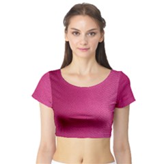 Pink Leather Leather Texture Skin Texture Short Sleeve Crop Top by artworkshop