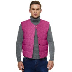 Pink Leather Leather Texture Skin Texture Men s Short Button Up Puffer Vest	 by artworkshop