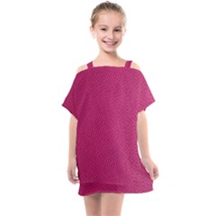 Pink Leather Leather Texture Skin Texture Kids  One Piece Chiffon Dress by artworkshop