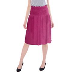 Pink Leather Leather Texture Skin Texture Midi Beach Skirt by artworkshop