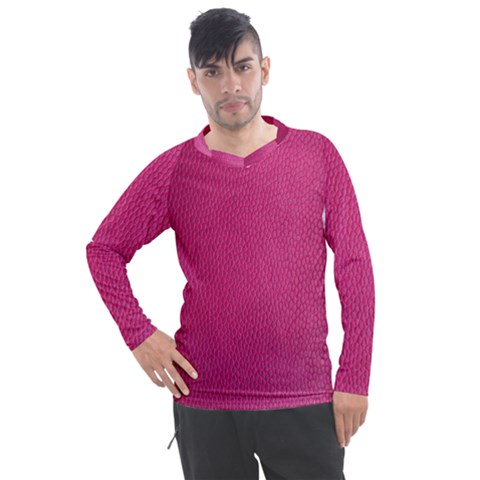 Pink Leather Leather Texture Skin Texture Men s Pique Long Sleeve Tee by artworkshop