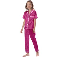 Pink Leather Leather Texture Skin Texture Kids  Satin Short Sleeve Pajamas Set by artworkshop