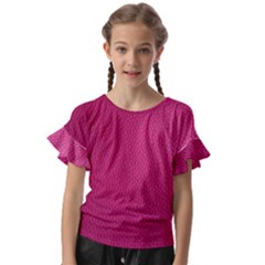 Pink Leather Leather Texture Skin Texture Kids  Cut Out Flutter Sleeves by artworkshop