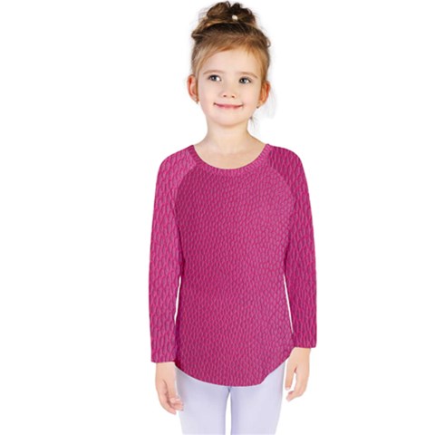 Pink Leather Leather Texture Skin Texture Kids  Long Sleeve Tee by artworkshop