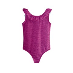 Pink Leather Leather Texture Skin Texture Kids  Frill Swimsuit by artworkshop