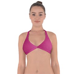 Pink Leather Leather Texture Skin Texture Halter Neck Bikini Top by artworkshop