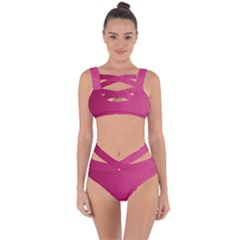 Pink Leather Leather Texture Skin Texture Bandaged Up Bikini Set  by artworkshop