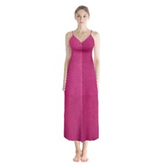 Pink Leather Leather Texture Skin Texture Button Up Chiffon Maxi Dress