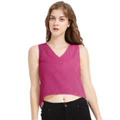 Pink Leather Leather Texture Skin Texture V-neck Cropped Tank Top by artworkshop