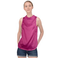 Pink Leather Leather Texture Skin Texture High Neck Satin Top by artworkshop