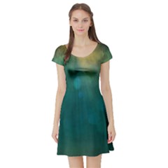 Background Green Short Sleeve Skater Dress by nate14shop