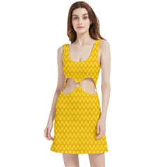 Polkadot Gold Velvet Cutout Dress