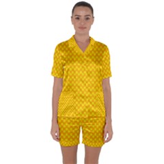 Polkadot Gold Satin Short Sleeve Pajamas Set by nate14shop