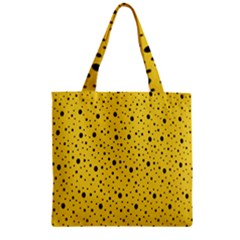 Polkadot Yellow Zipper Grocery Tote Bag by nate14shop