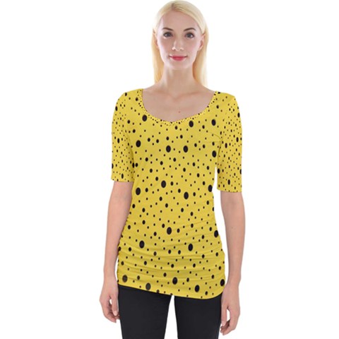 Polkadot Yellow Wide Neckline Tee by nate14shop