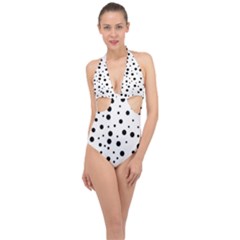 Motif-polkadot-001 Halter Front Plunge Swimsuit by nate14shop