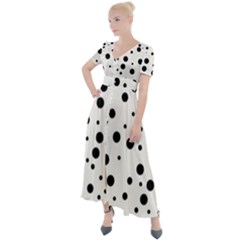 Motif-polkadot-001 Button Up Short Sleeve Maxi Dress