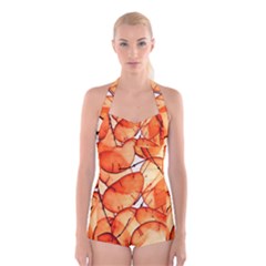 Orange Boyleg Halter Swimsuit  by nate14shop