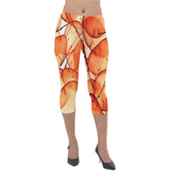 Orange Lightweight Velour Capri Leggings  by nate14shop