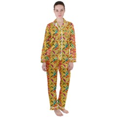 Pattern Satin Long Sleeve Pajamas Set