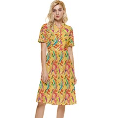 Pattern Button Top Knee Length Dress by nate14shop