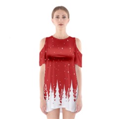 Merry Cristmas,royalty Shoulder Cutout One Piece Dress by nate14shop