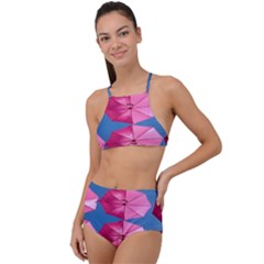 Pink Umbrella High Waist Tankini Set by nate14shop