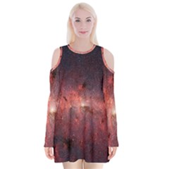 Milky-way-galaksi Velvet Long Sleeve Shoulder Cutout Dress by nate14shop