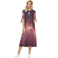 Milky-way-galaksi Bow Sleeve Chiffon Midi Dress by nate14shop