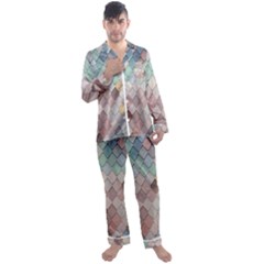 Tiles-shapes Men s Long Sleeve Satin Pajamas Set by nate14shop