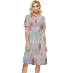 Tiles-shapes Button Top Knee Length Dress by nate14shop