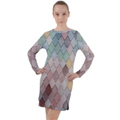 Tiles-shapes Long Sleeve Hoodie Dress by nate14shop