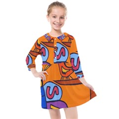 Graffiti 1 Kids  Quarter Sleeve Shirt Dress by nate14shop