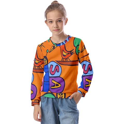 Graffiti 1 Kids  Long Sleeve Tee With Frill  by nate14shop