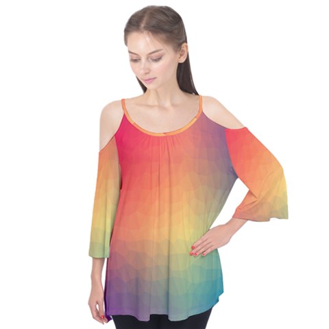 Colorful Rainbow Flutter Sleeve Tee  by artworkshop